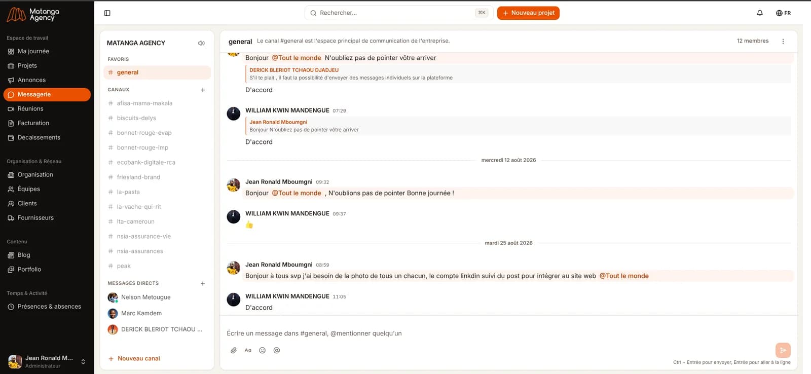 The general channel of the agency's internal messaging